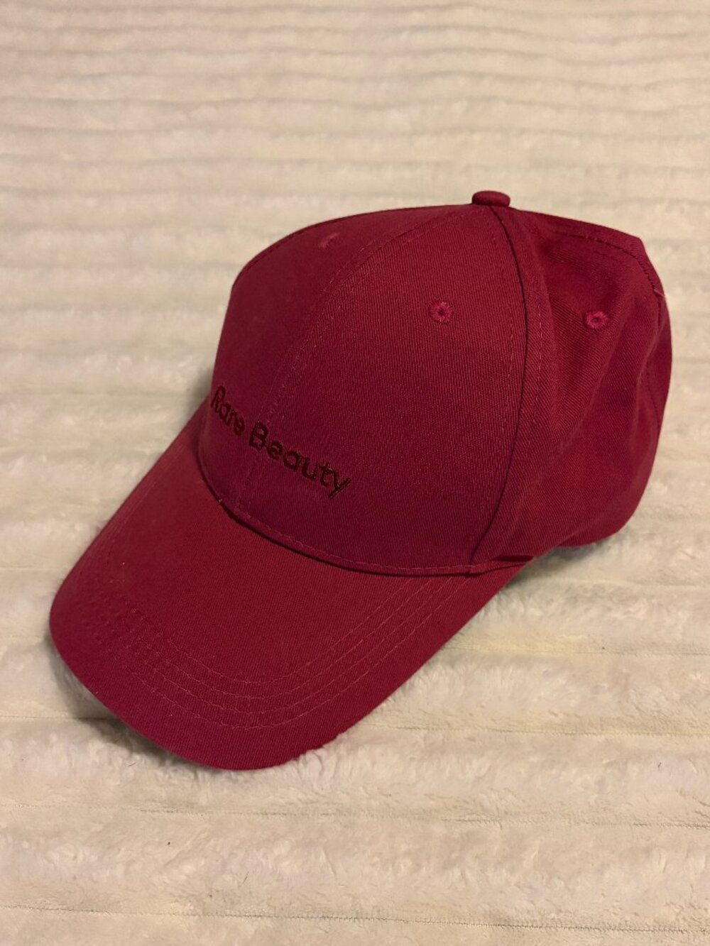Rare Beauty Berry Red Embroidered Baseball Cap Selena Gomez